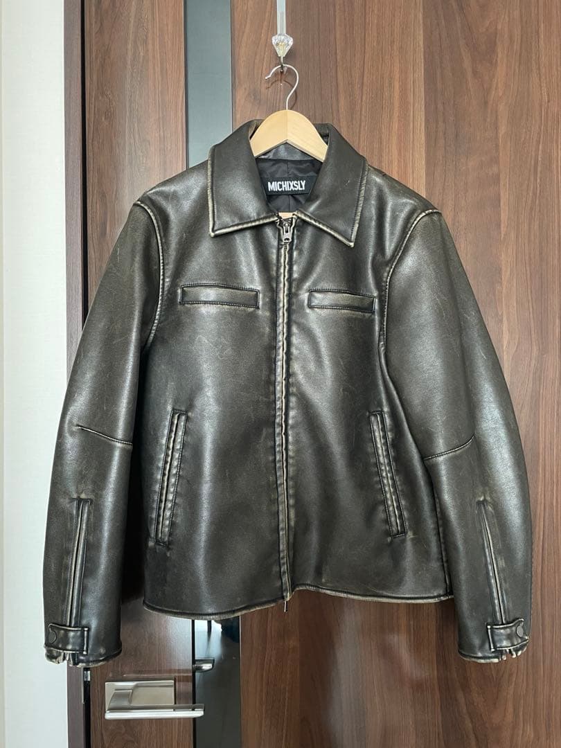 MICHIXSLY ミチスライ F／LEATHER ジャケット ブラウン