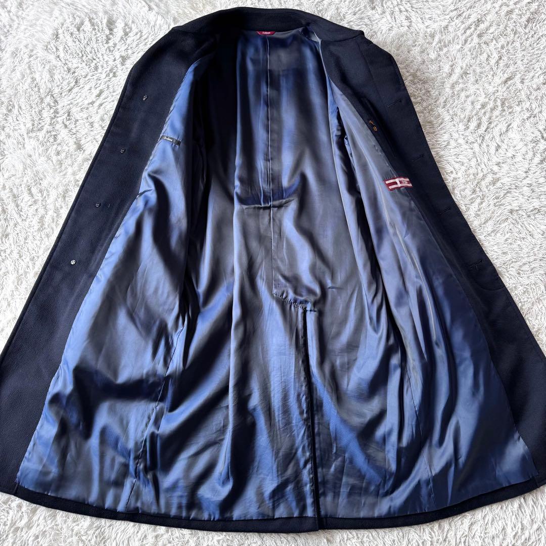 美品　ダーバン　カシミヤ　ステンカラーコート　比翼　ネイビー　紺　A5 ビジネス