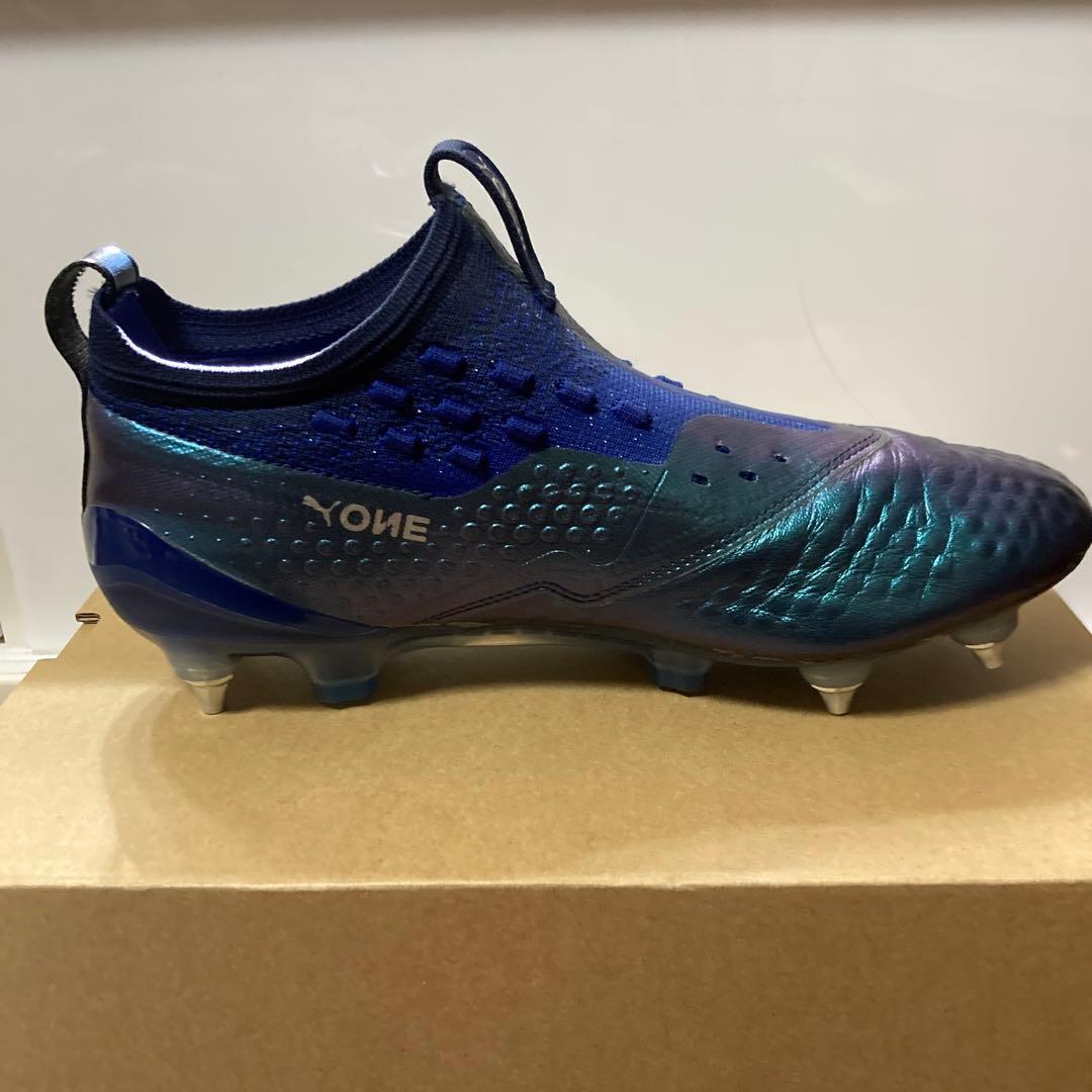 PUMA プーマ　ワン 1 レザー MX SG(ブルー×シルバー)