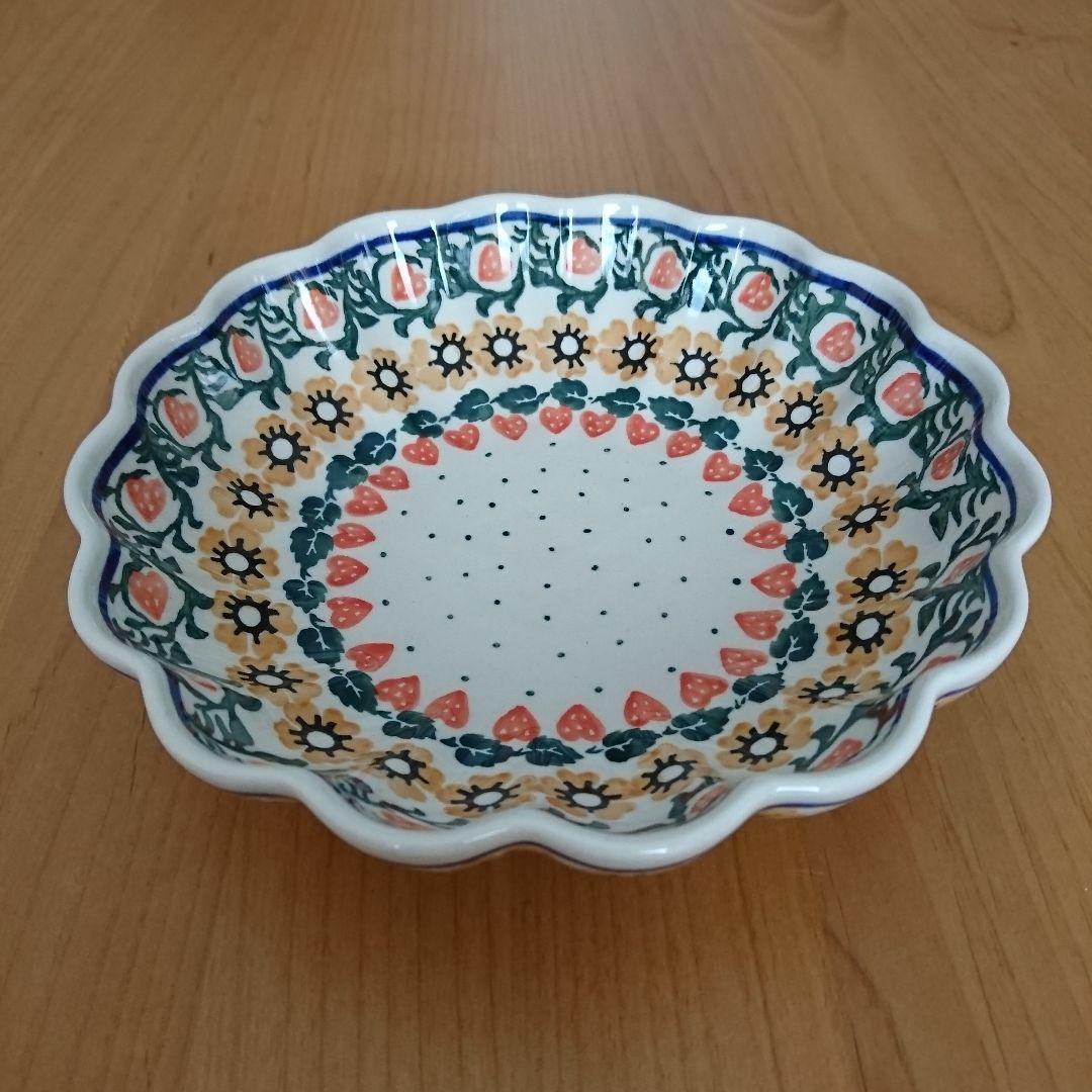 ポーリッシュポタリー 波縁ボウル 大 (イチゴ)