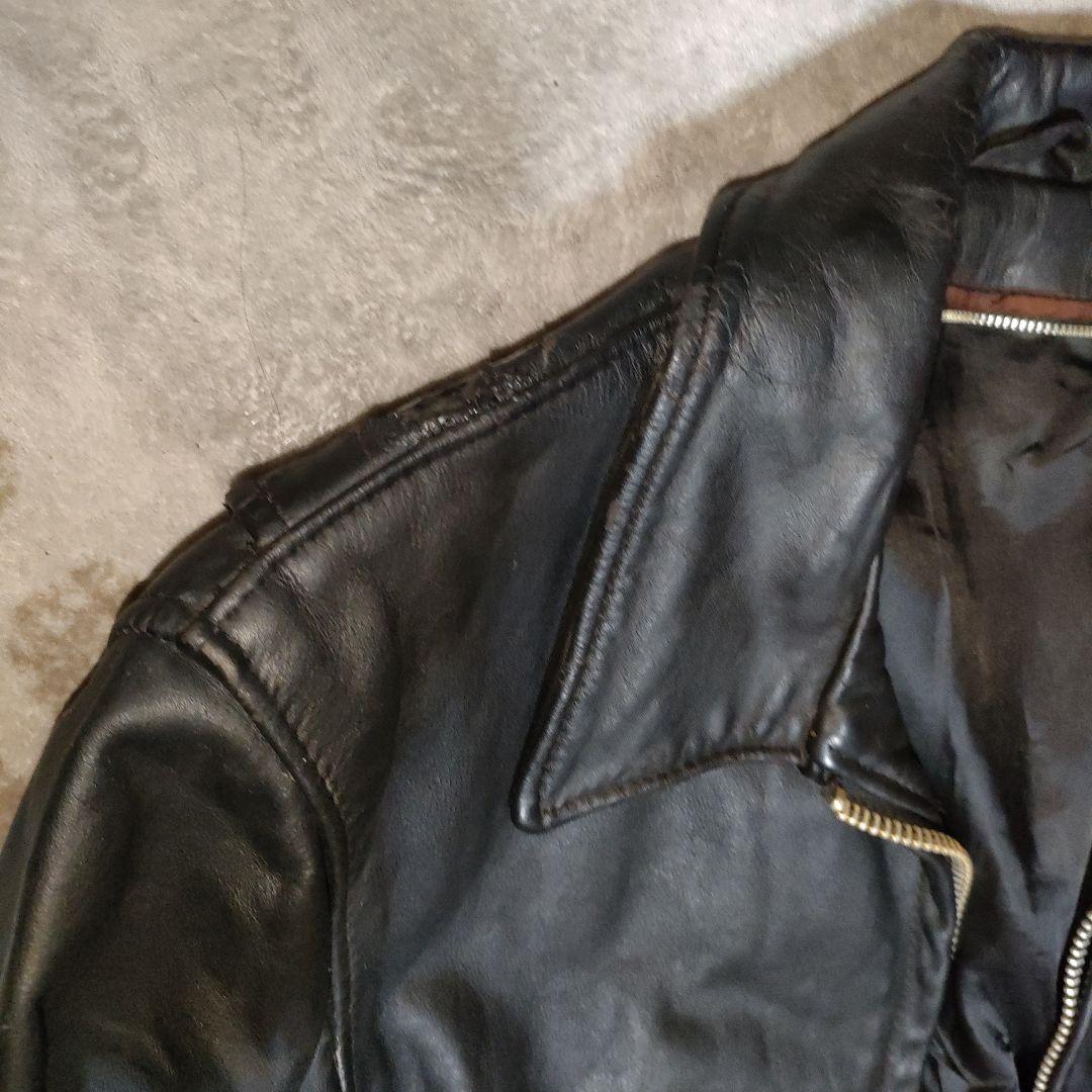 D*A様 人気定番Schot642襟付シングルライダースジャケット３８ダメなら交