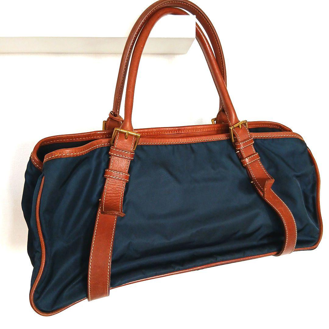 Felisi フェリージ イタリア製 ネイビー ナイロン レザー トートバッグ
