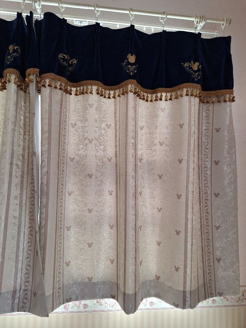 ディズニー ミッキージャカード 遮光カーテン 約100×120 2枚セット