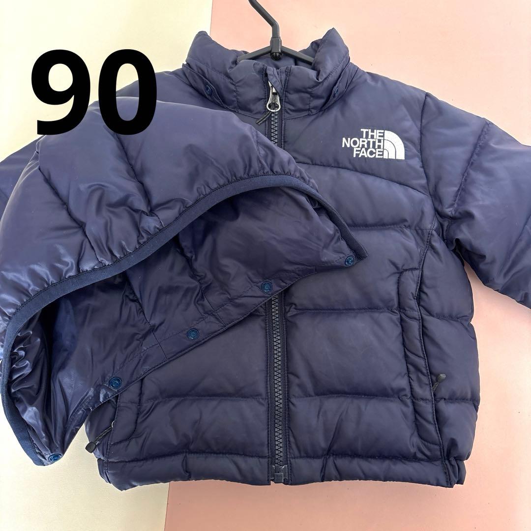 美品 ザノースフェイス ダウン ジャケット アウター キッズ ネイビー 90