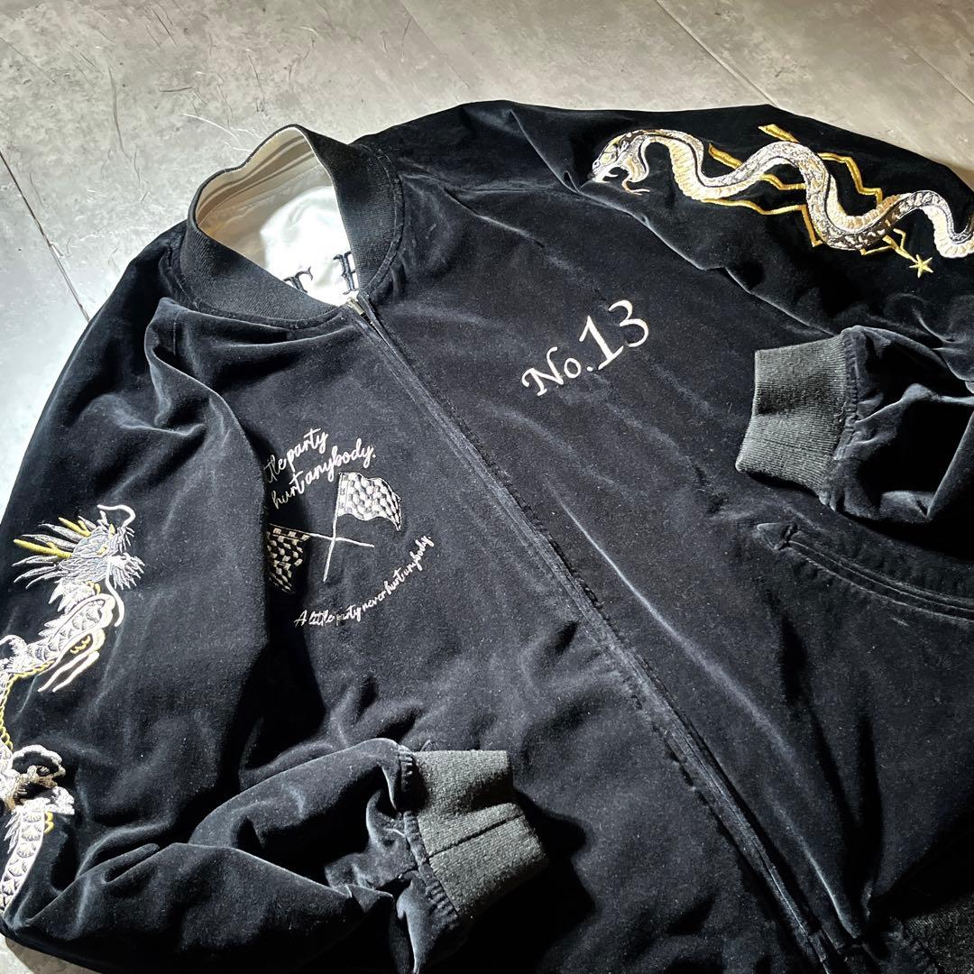 Schott ショット別珍　龍　刺繍　 リバーシブル　サテン　 スカジャン　L