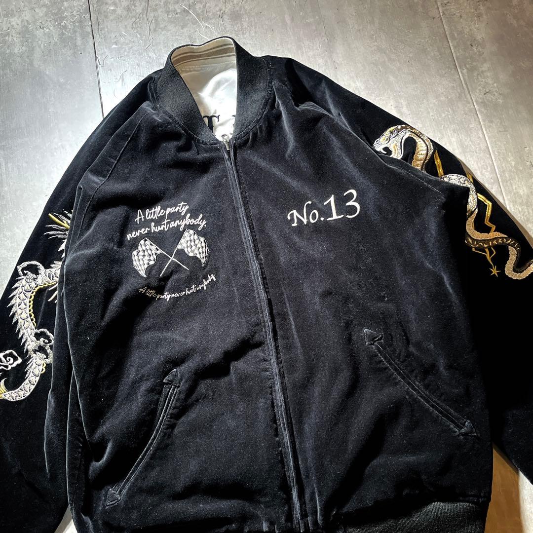Schott ショット別珍　龍　刺繍　 リバーシブル　サテン　 スカジャン　L