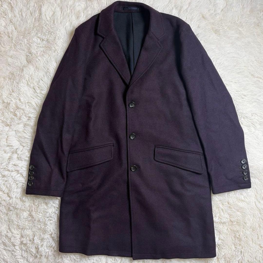 WACKO MARIA ダークレッド チェスターコート　カシミヤ混