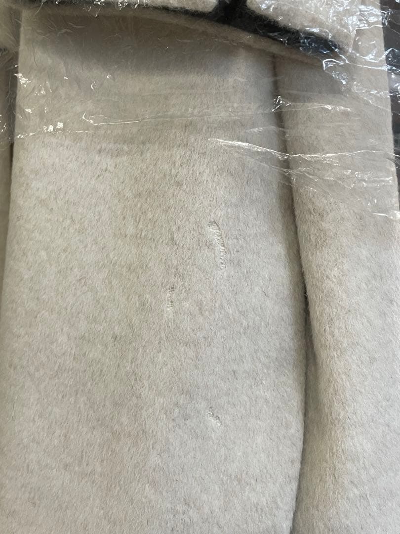 キヨコタカセ アンゴラ ウール フード フィールド コート エクリュ ブラック