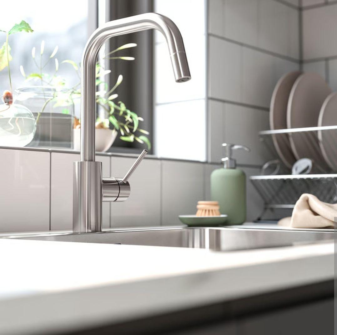 IKEA キッチン混合栓 ホース引き出し式, ステンレスカラー