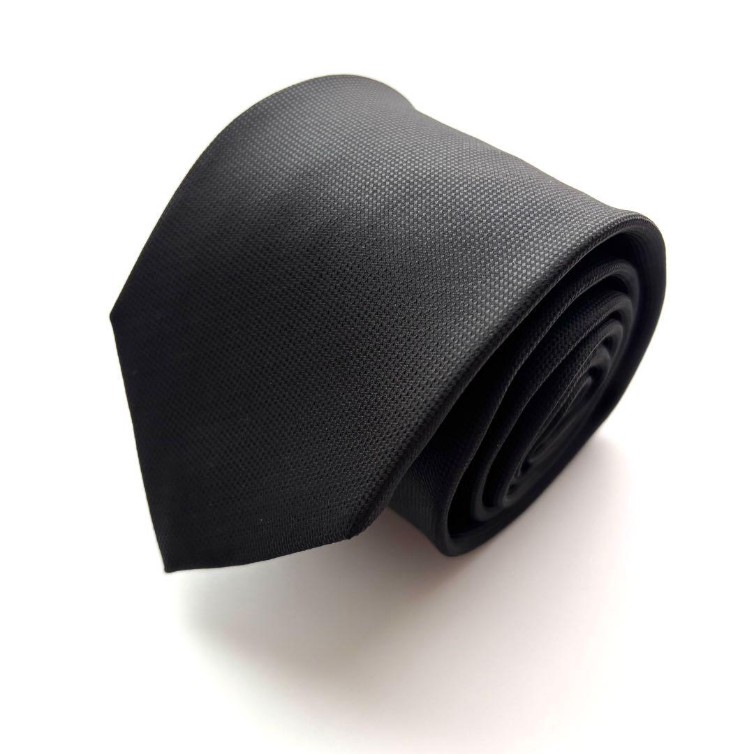 ꧁美品꧂ エルメネジルドゼニア ネクタイ 無地 ソリッドタイ ブラック 光沢