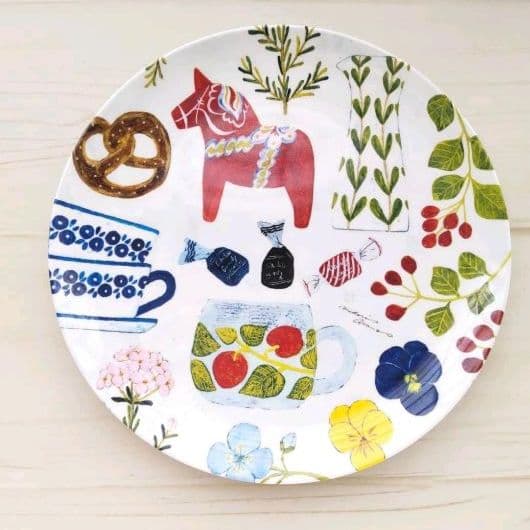 新品　浅野みどり　20cmメラミンプレート　北欧風  relaxing life