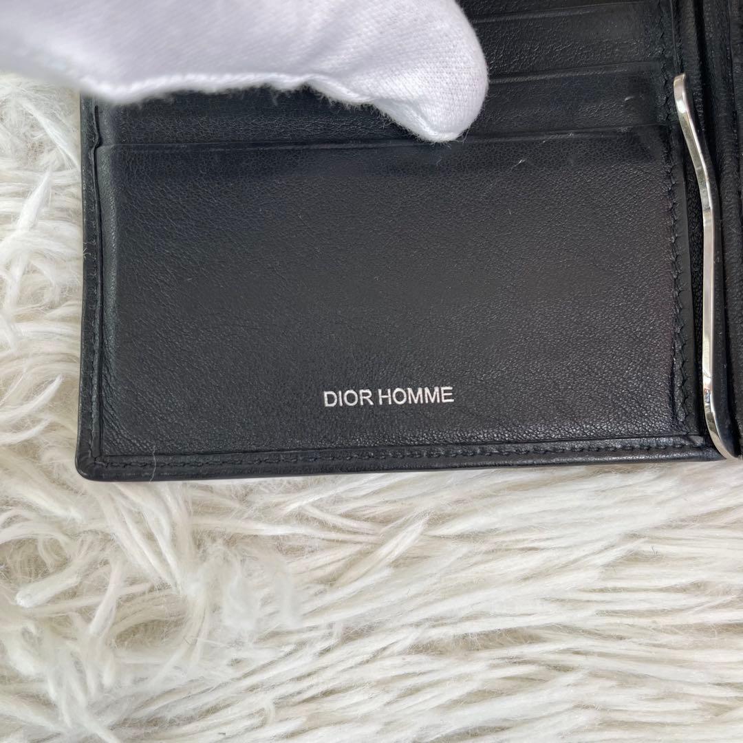 希少/美品✨DIOR HOMME マネークリップ オールレザー ロゴ刻印 黒
