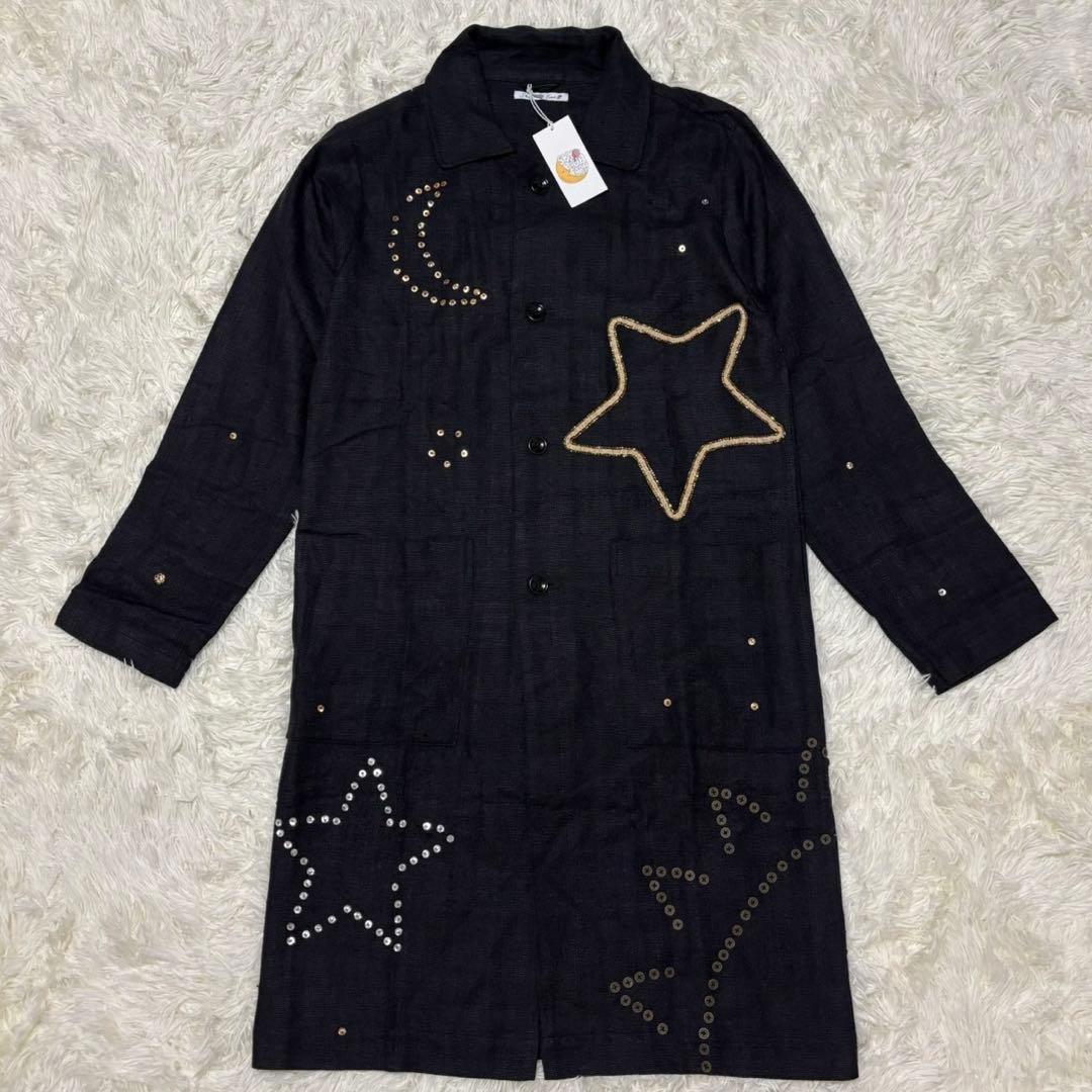 【スカイハイファーム】新品タグ付き　激レア　星モチーフ　コート　シルク　黒