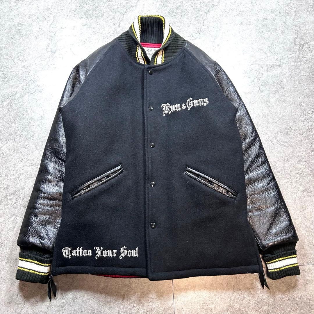 archive【Run&Guns】刺繍スタジャン/ファラオコート/Y2K/袖革◎