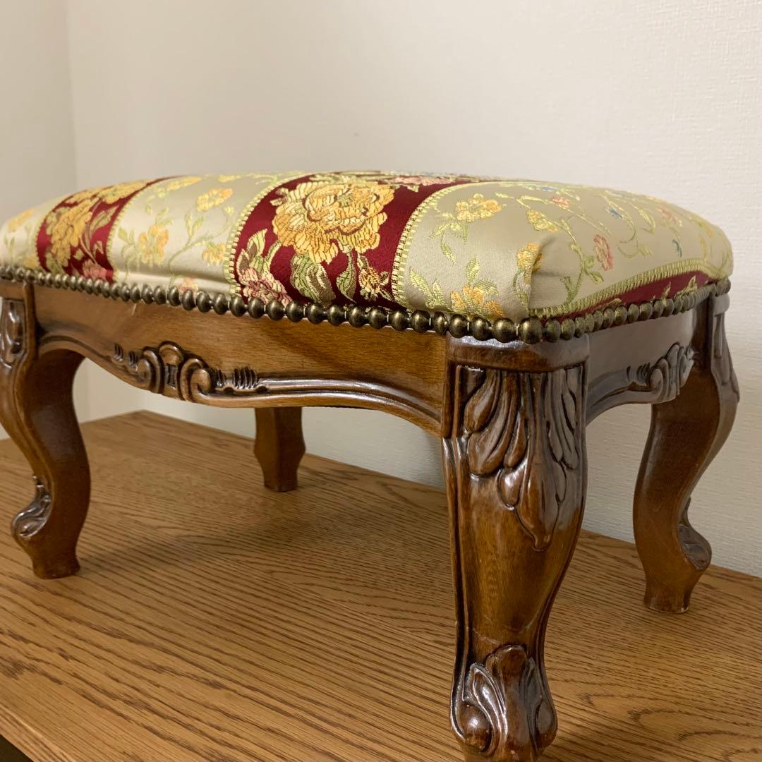 【極美品】イタリア製 フットスツール 鋲打ち 猫脚 足置き