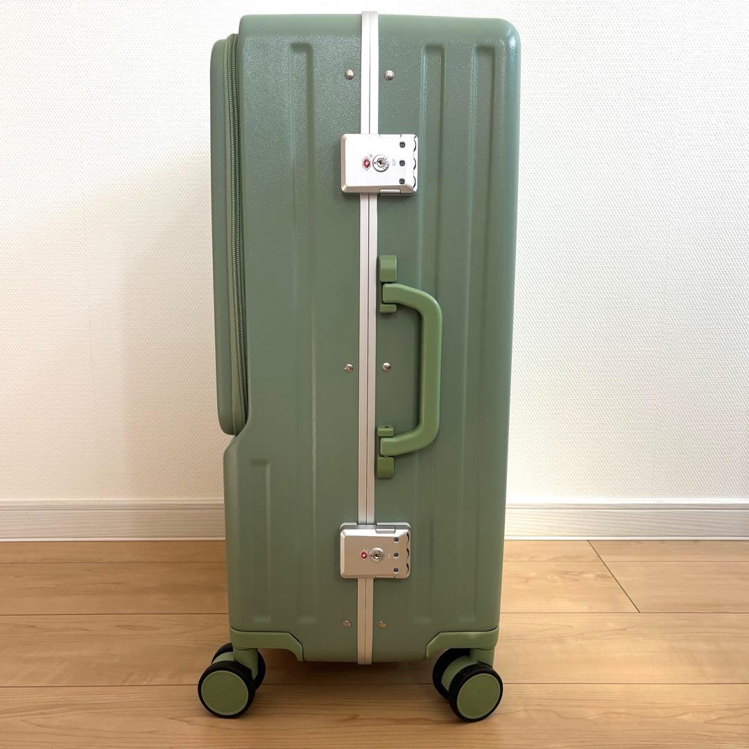 スーツケース M 65L フロントオープン キャリーケース USBポート 軽量