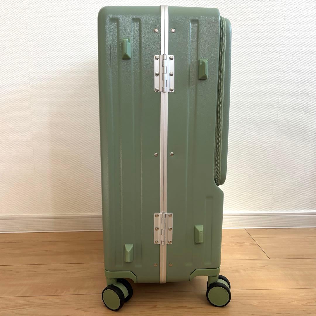 スーツケース M 65L フロントオープン キャリーケース USBポート 軽量