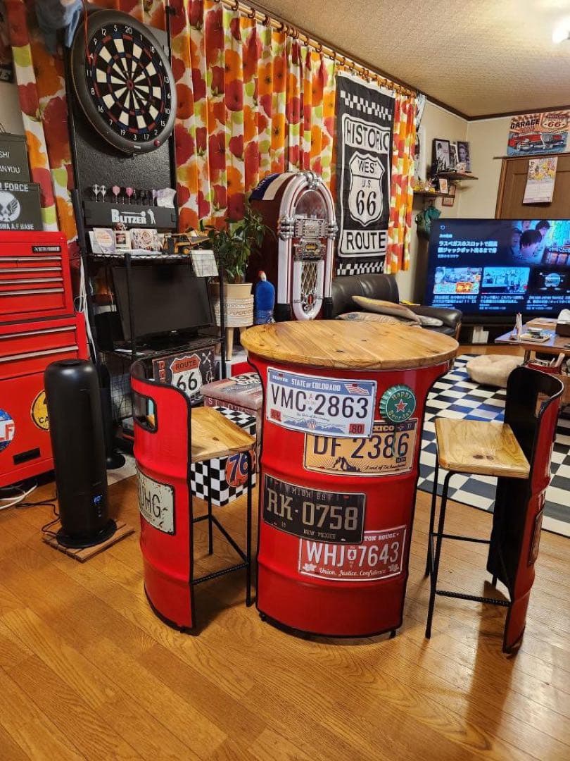 ドラム缶リメイクテーブル　テーブルinチェア