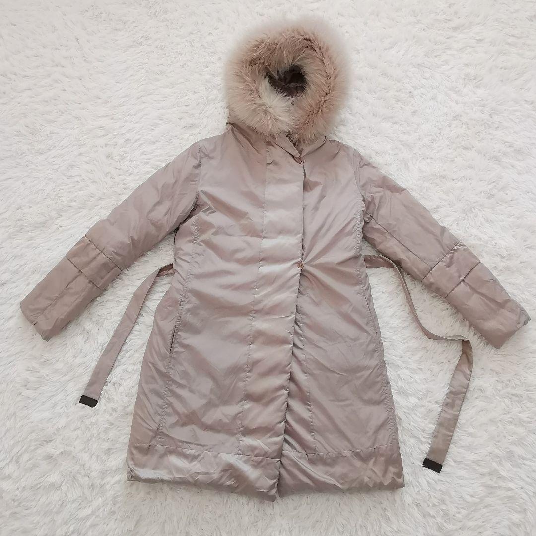 エスマックスマーラ リバーシブル 洗える グースダウンコート ファー ベルト S