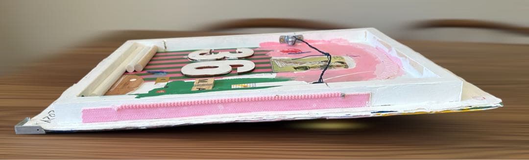 コラージュアート作品　ミクストミディア　和紙　ペイント　アメリカ