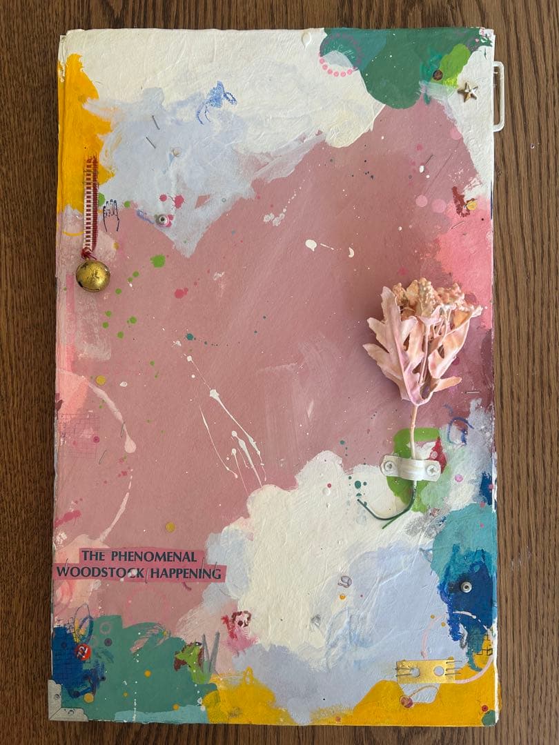 コラージュアート作品　ミクストミディア　和紙　ペイント　アメリカ