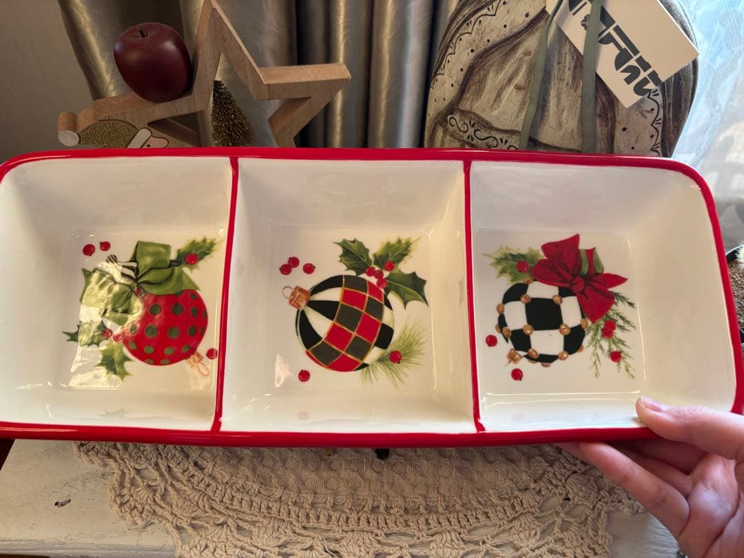 MacKenzie-Childs クリスマス トレー、茶碗2点セット