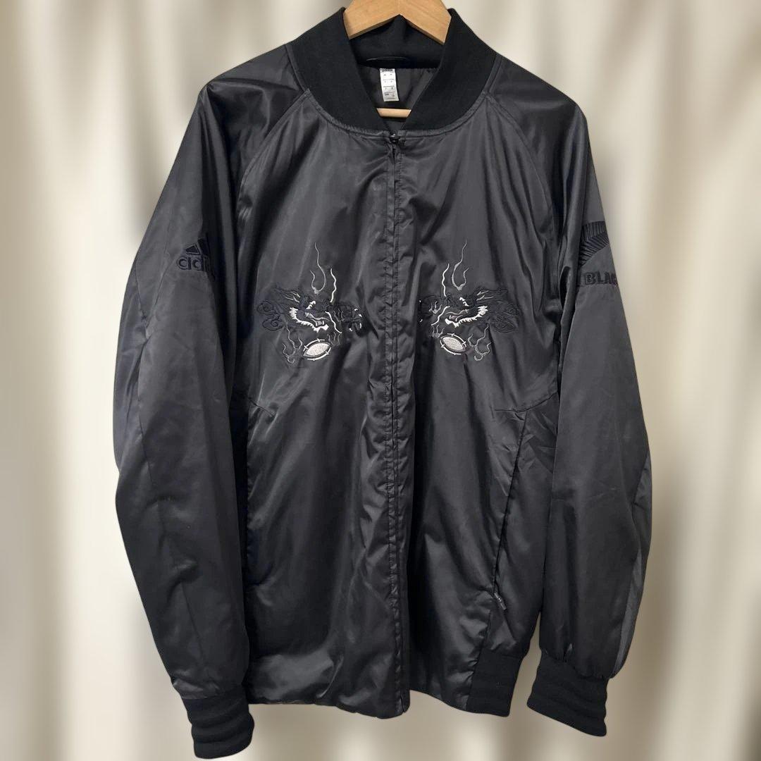 【希少サイズ、日本和柄刺繍】adidasオールブラックス　スカジャン　限定