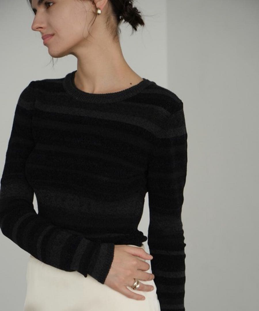 【週末値下】CLANE☆MOLE MIX BORDER KNIT TOPS ２