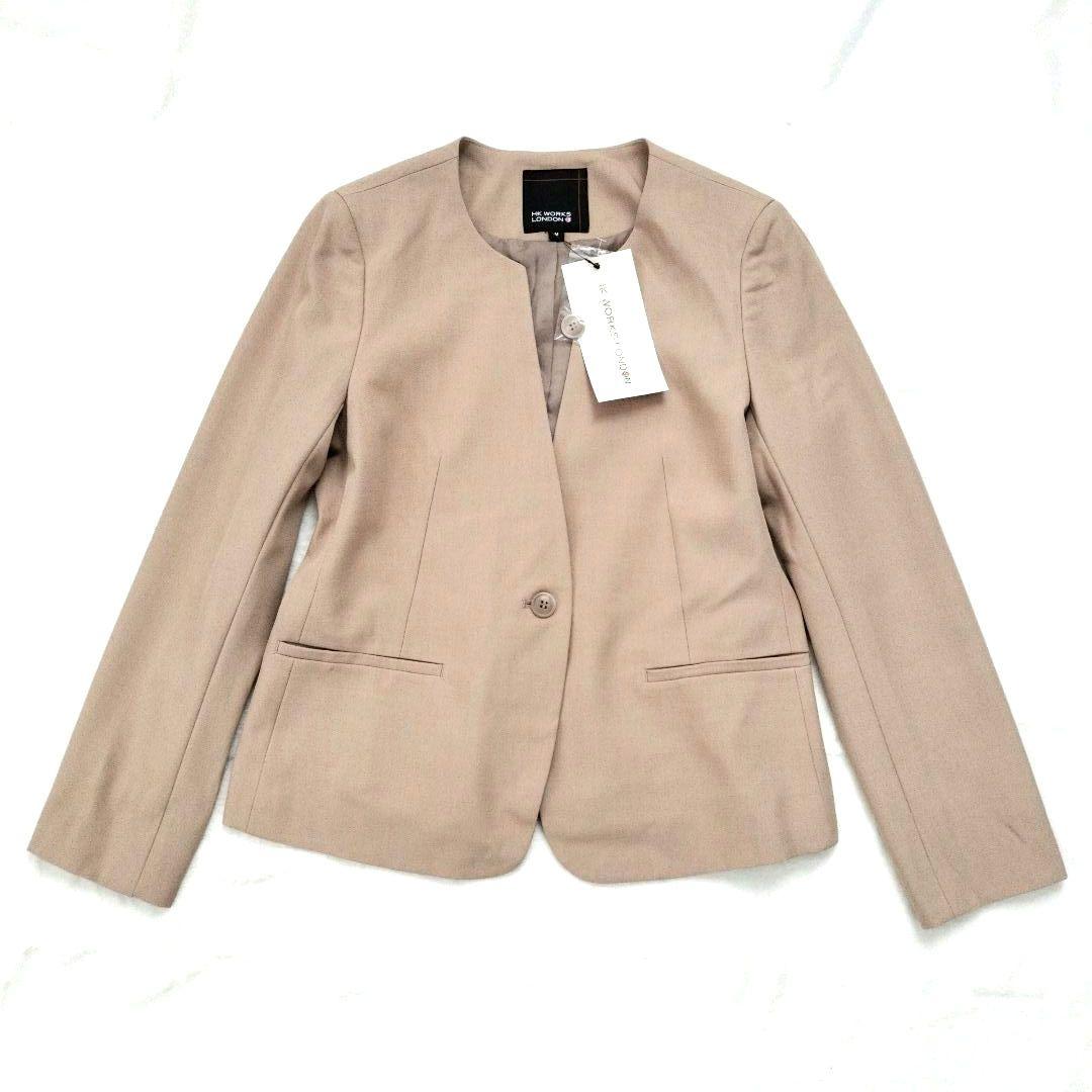 新品★エイチケーワークスロンドン　ノーカラー セットアップ スーツ ベージュ