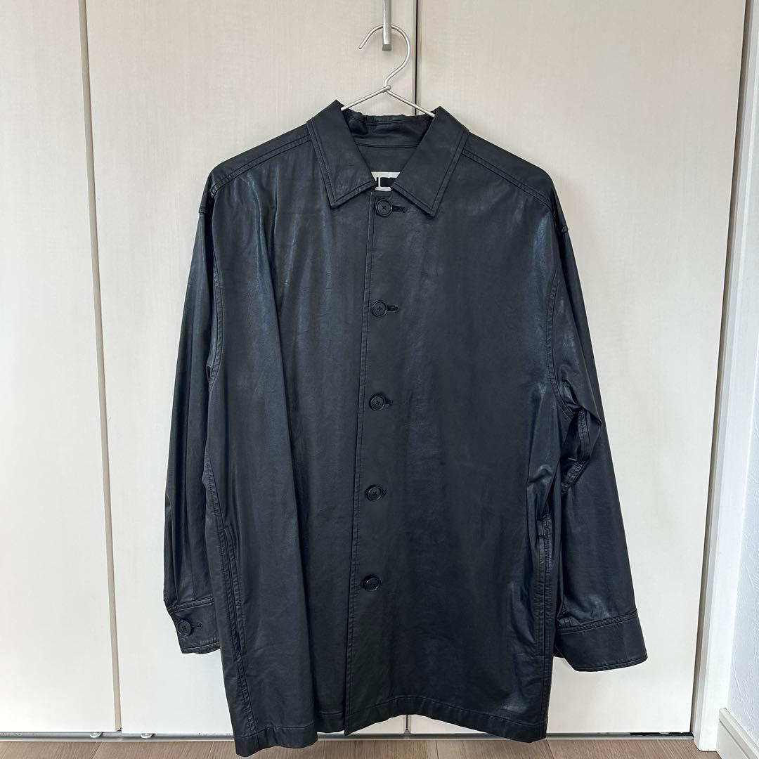 H BEAUTY&YOUTH ブラックレザーシャツジャケット