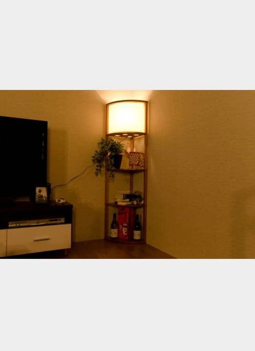 棚付フロアライト　コーナー　DBR/LBR