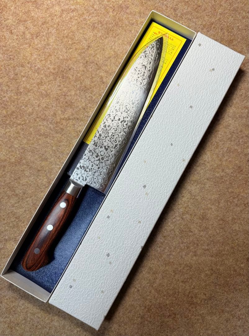 堺椿作　牛刀　VG10ダマスカス　7寸　包丁