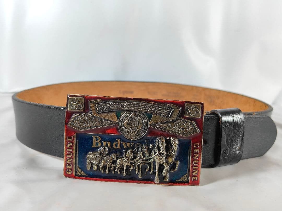 【ヴィンテージ】プレミアムバドワイザーバックル　極厚ドレスベルト　USA製正規品