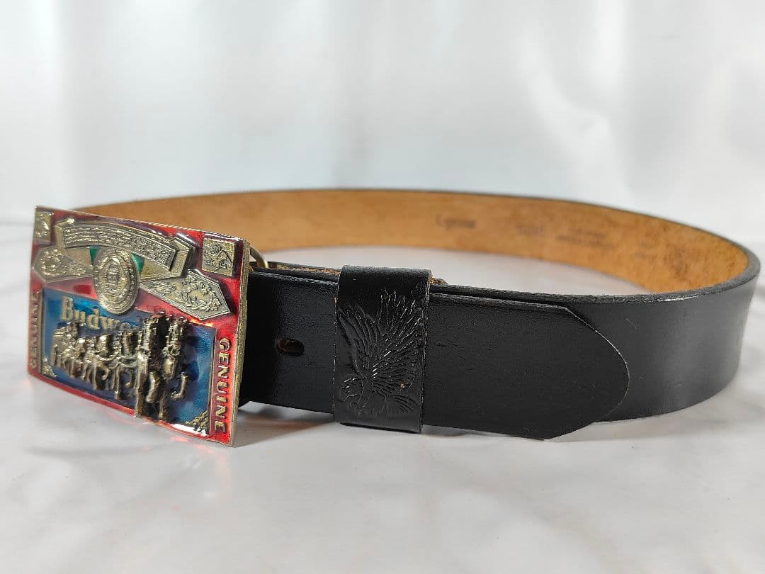 【ヴィンテージ】プレミアムバドワイザーバックル　極厚ドレスベルト　USA製正規品