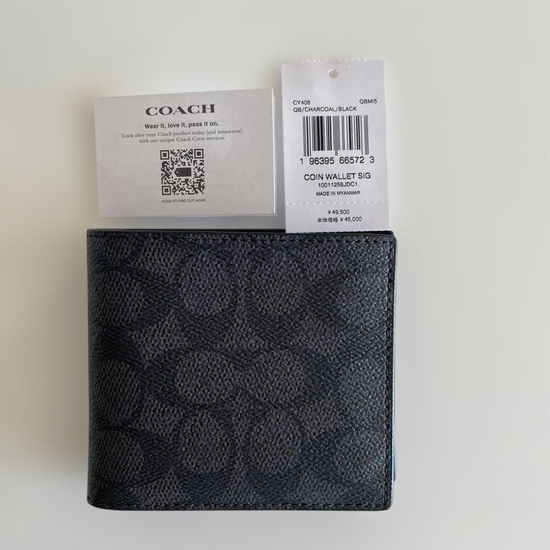 新品未使用　定価49,500円　COACH 財布 チャコール/ブラック