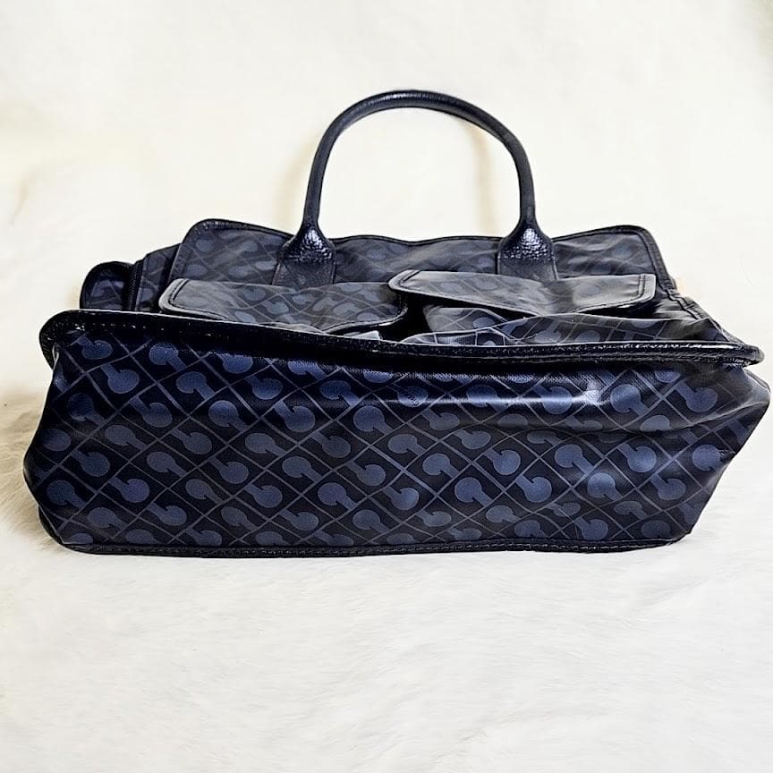 美品☆GHERARDINI ゲラルディーニ モノグラム総柄 濃紺ミニトートバッグ