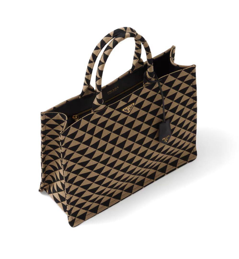 （新品）PRADA シンボルエンブロイダリーファブリックトートバッグ プラダ