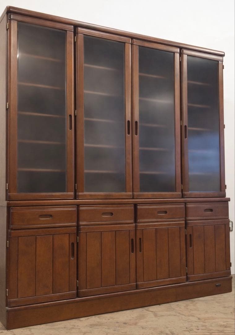 大容量　食器棚　本棚　ガラス棚　横幅177.5㎝　アンティーク