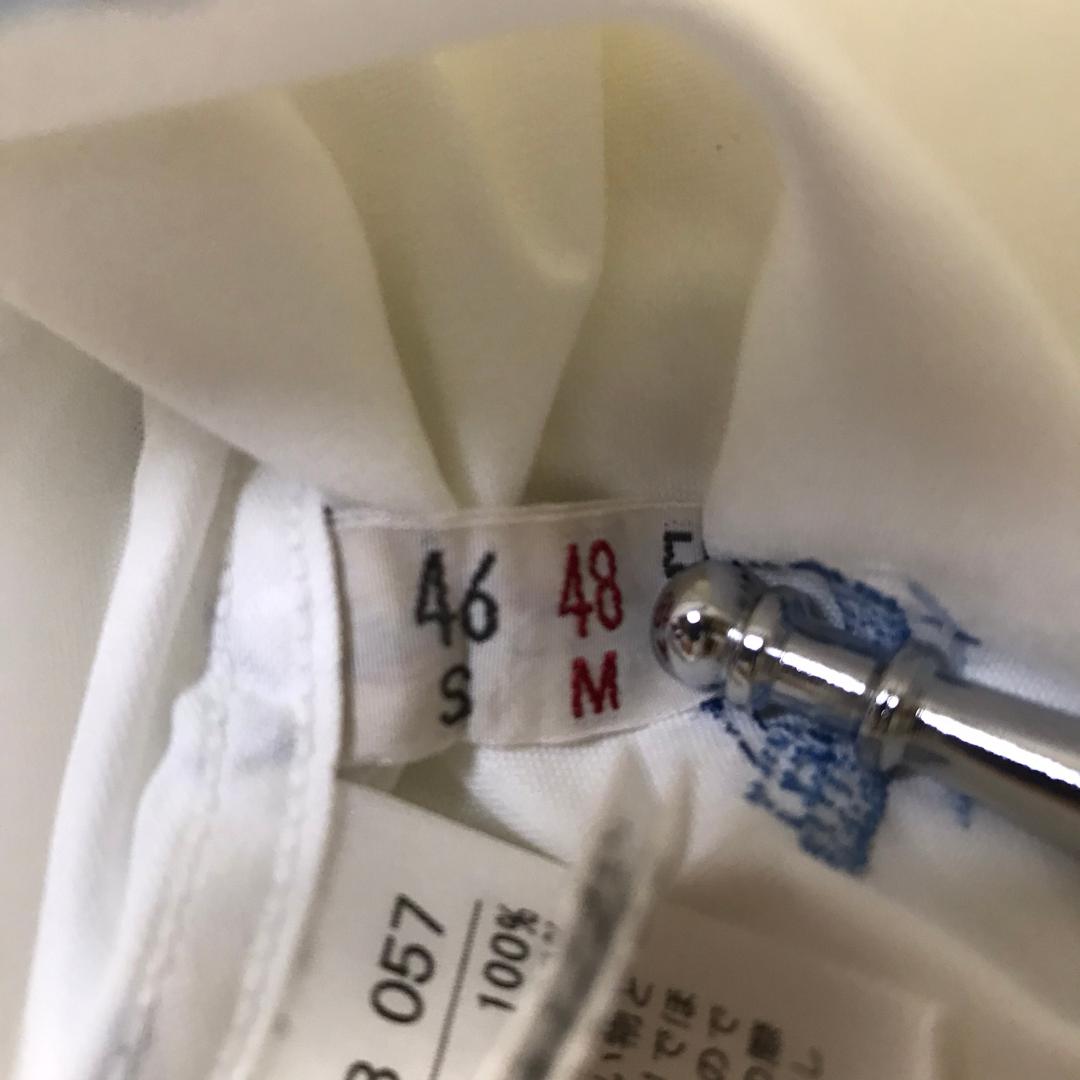 Papas ボタンダウンシャツ マリンモチーフ 刺繍 日本製 ホワイト M