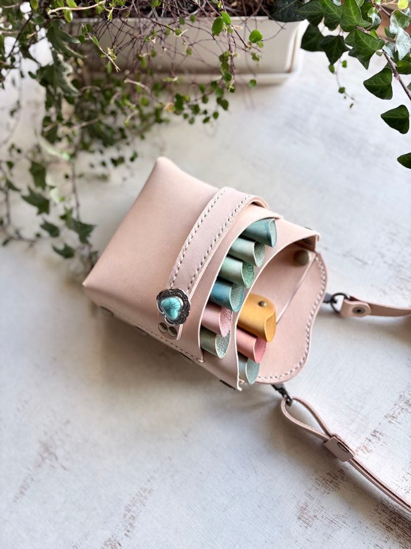 ヌメ革ナチュラル、大容量シザーケース