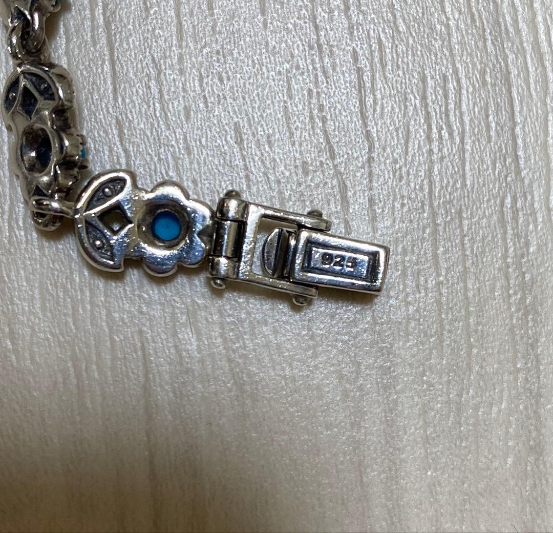 シルバー925 スリーピングビューティー マーカサイト ターコイズ ブレスレット