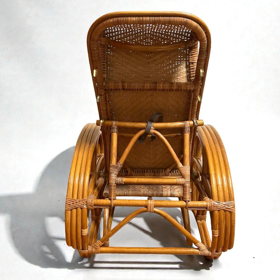 【良品】ラタン製 リクライニングチェア 1人掛けソファー　籐家具　昭和レトロ