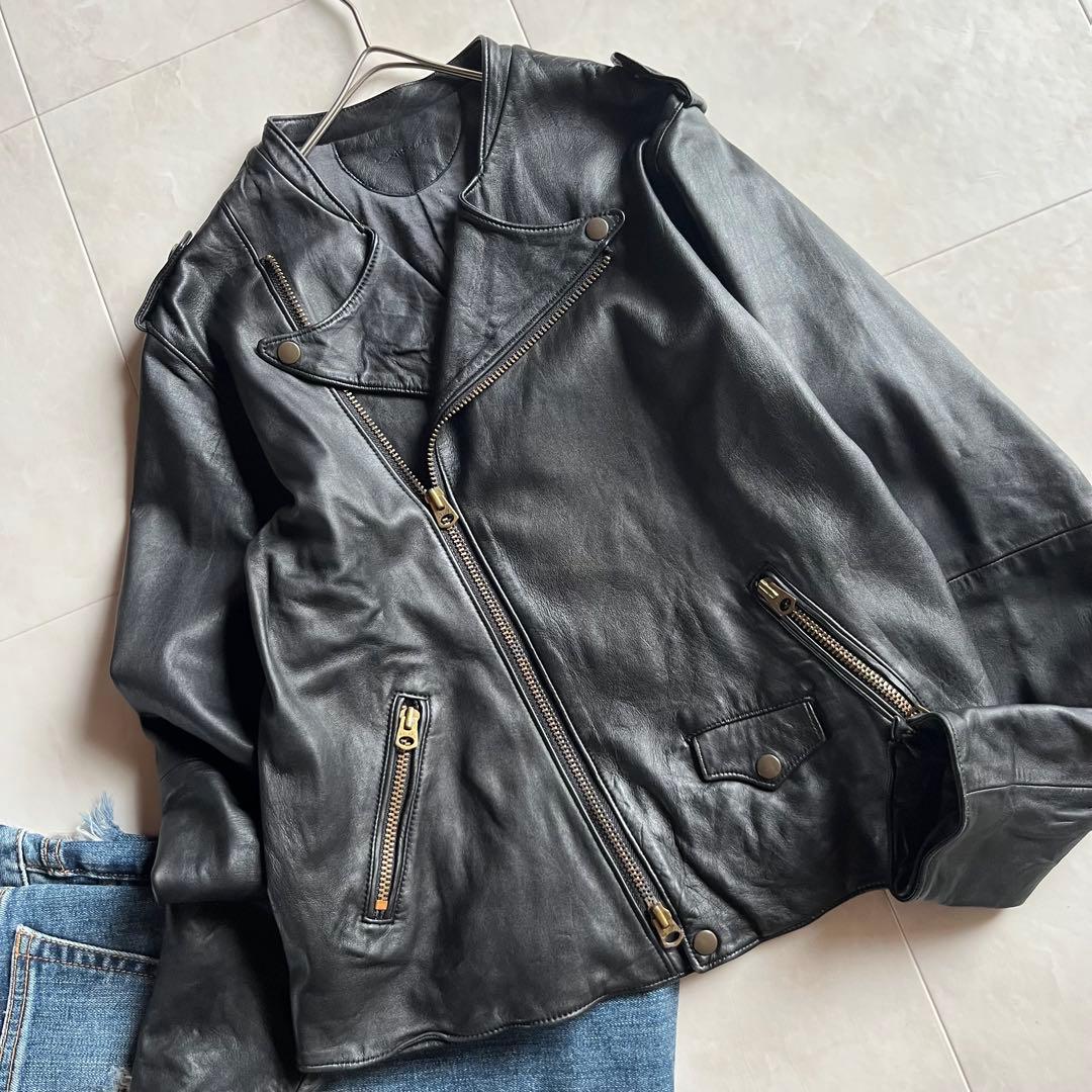 美品✨nitca ニトカ ラムレザーダブルライダースジャケット 黒 サイズ2