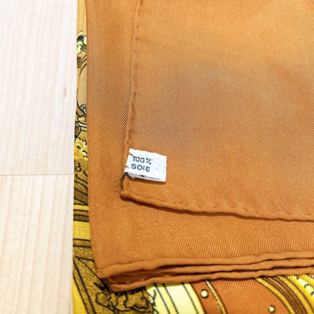 HERMES エルメス カレ90 シルク スカーフ　springs ブラウン