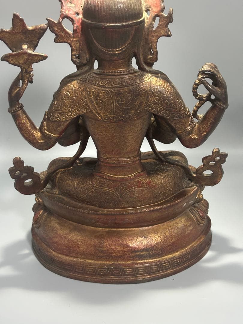 (期間セール)仏教古美術 純銅静座観音 四腕観音仏像文化遺産 文化財仏像伝承