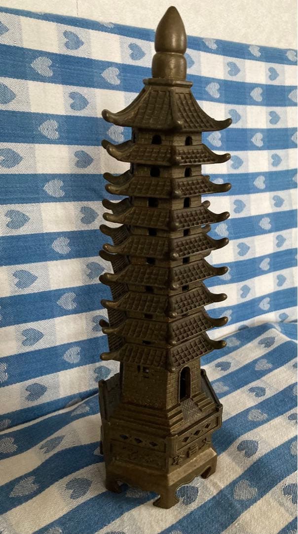 風水 縁起物 九層文昌塔 金属製 全高30cm.重量1200 g大迫力