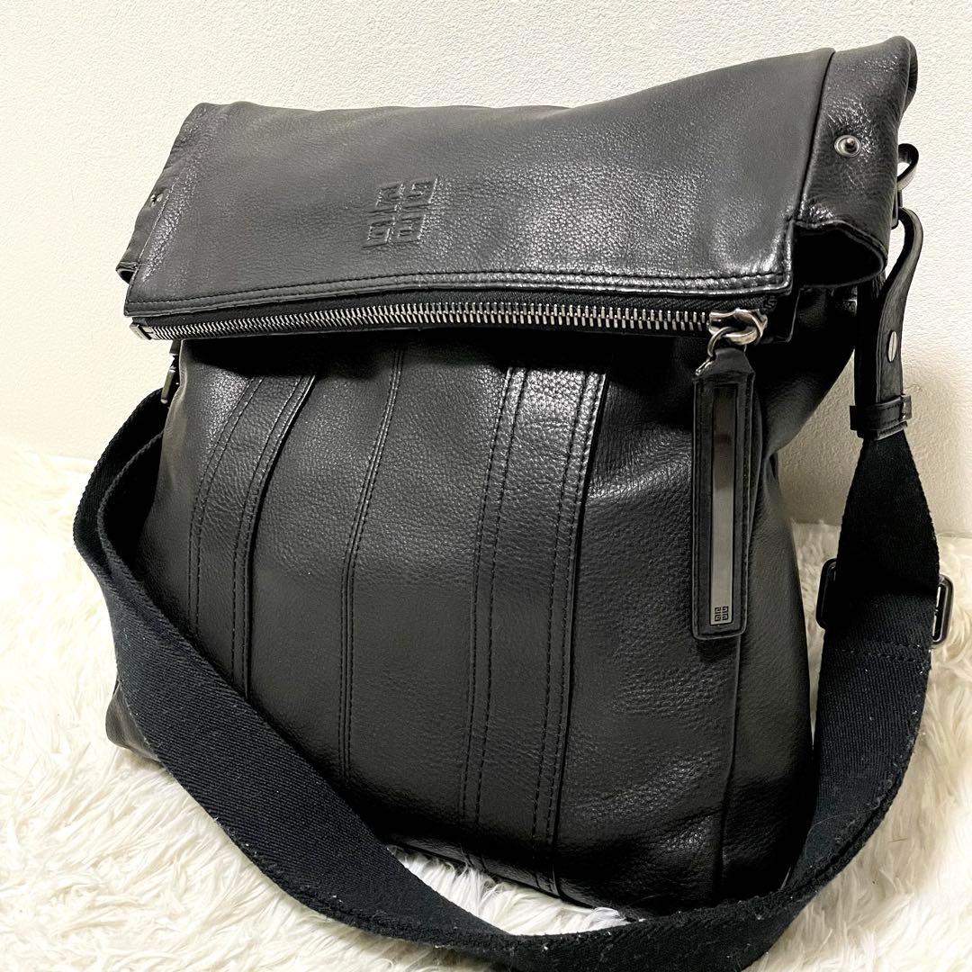 ジバンシー　2way　トートバッグ　メッセンジャー　シボ革　黒　4Gロゴ　美品