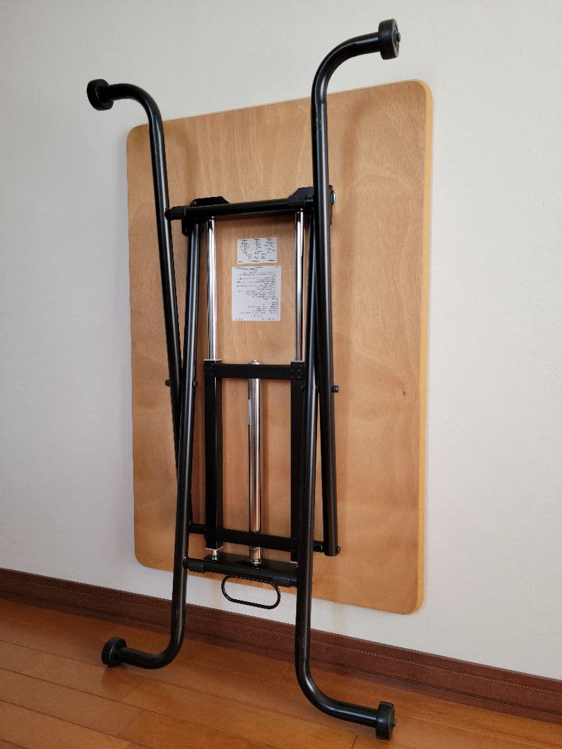 天然木　ランダー昇降テーブル　90×60　ガス圧　キャスター付き　高さ調整