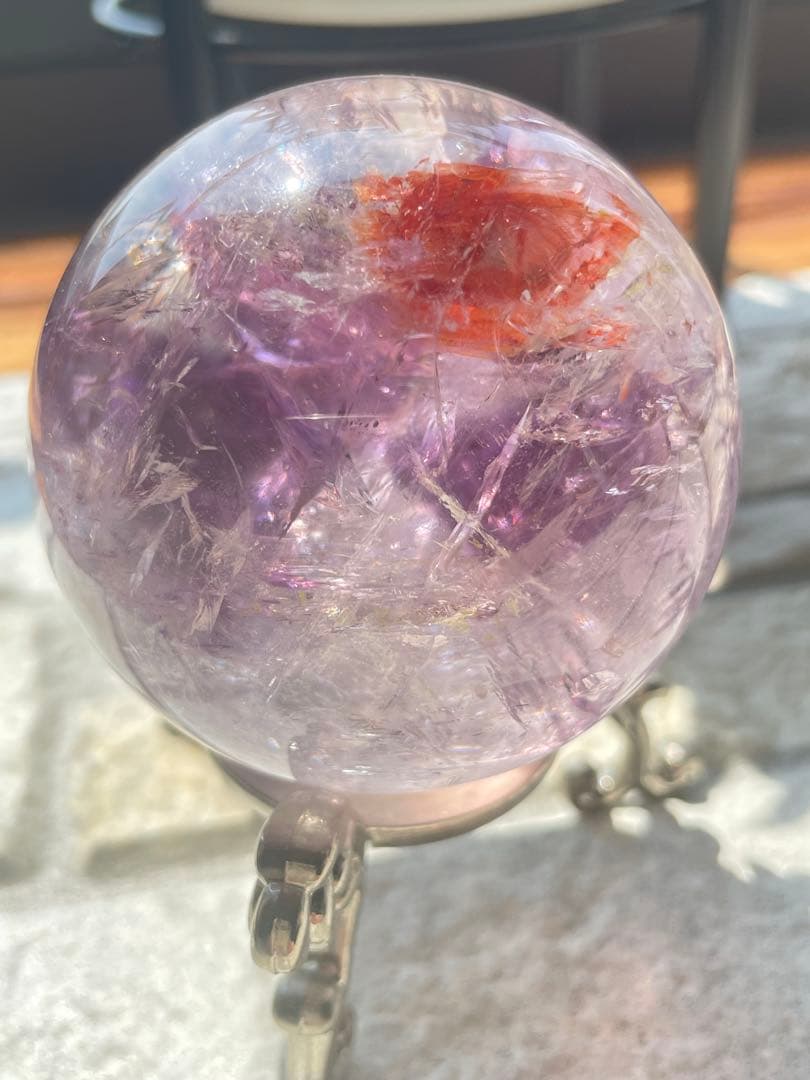 天然石　アメジストスフィア　ファントム　内包物入り