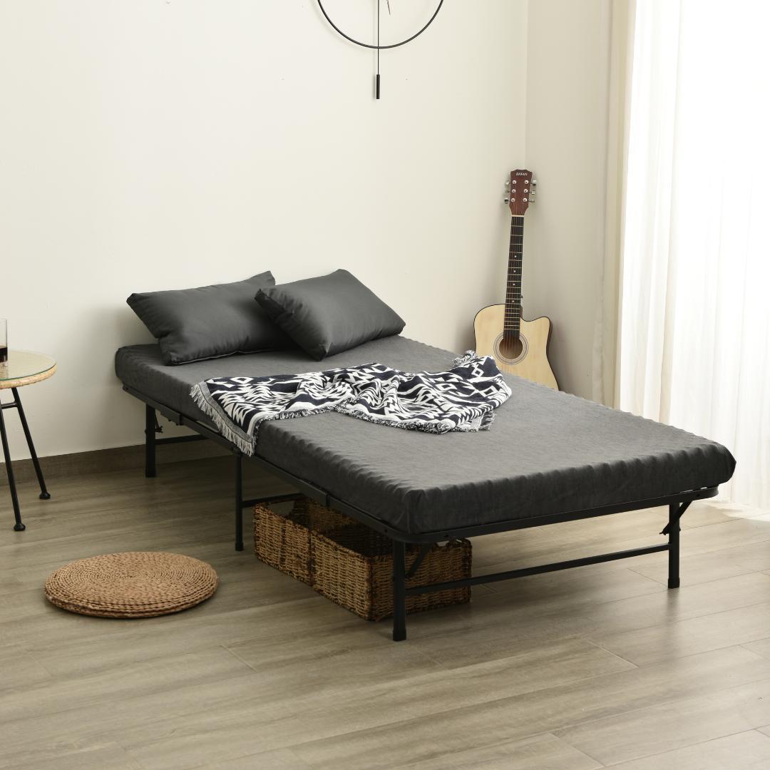 パイプベッド折りたたみベッドシングル 組立簡単 下収納 シングルベッド収納通気性